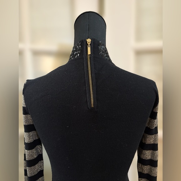Eliza J Black and Gold Striped Long Sleeve Dress - Picture 4 of 7
